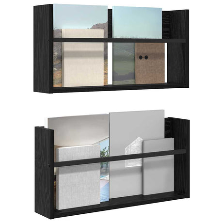 Vidaxl tijdschrift rek 2 st zwart eiken 60 x 12 x 30 cm bewerkt hout