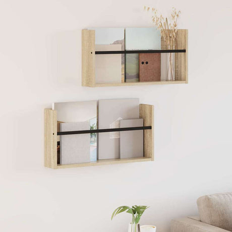 Vidaxl tijdschrift rek 2 st sonoma eiken 60 x 12 x 30 cm bewerkt hout