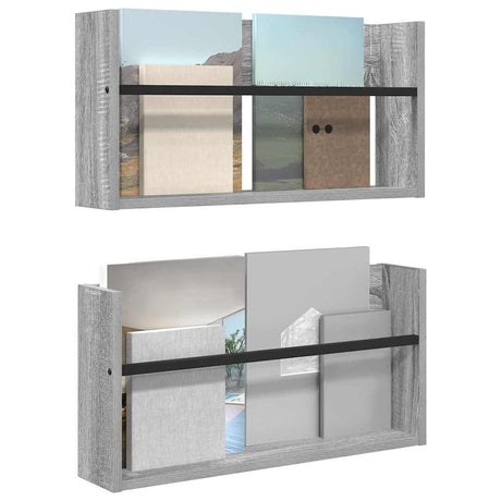 Vidaxl tijdschrift rek 2 st grijs sonoma 60 x 12 x 30 cm bewerkt hout