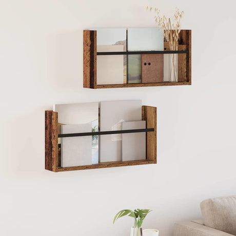 Vidaxl tijdschrift rek 2 st oudhout 60 x 12 x 30 cm bewerkt hout