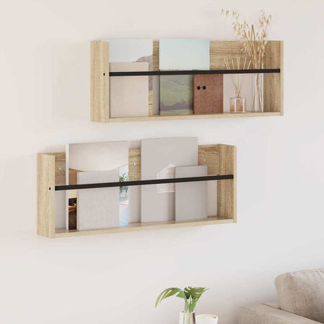 Vidaxl tijdschrift rek 2 st sonoma eiken 80 x 12 x 30 cm bewerkt hout