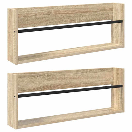Vidaxl tijdschrift rek 2 st sonoma eiken 80 x 12 x 30 cm bewerkt hout