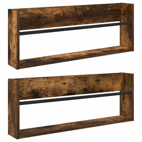 Vidaxl tijdschrift rek 2 st gerookt eiken 80 x 12 x 30 cm bewerkt hout