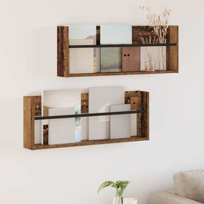 Vidaxl tijdschrift rek 2 st oudhout 80 x 12 x 30 cm bewerkt hout