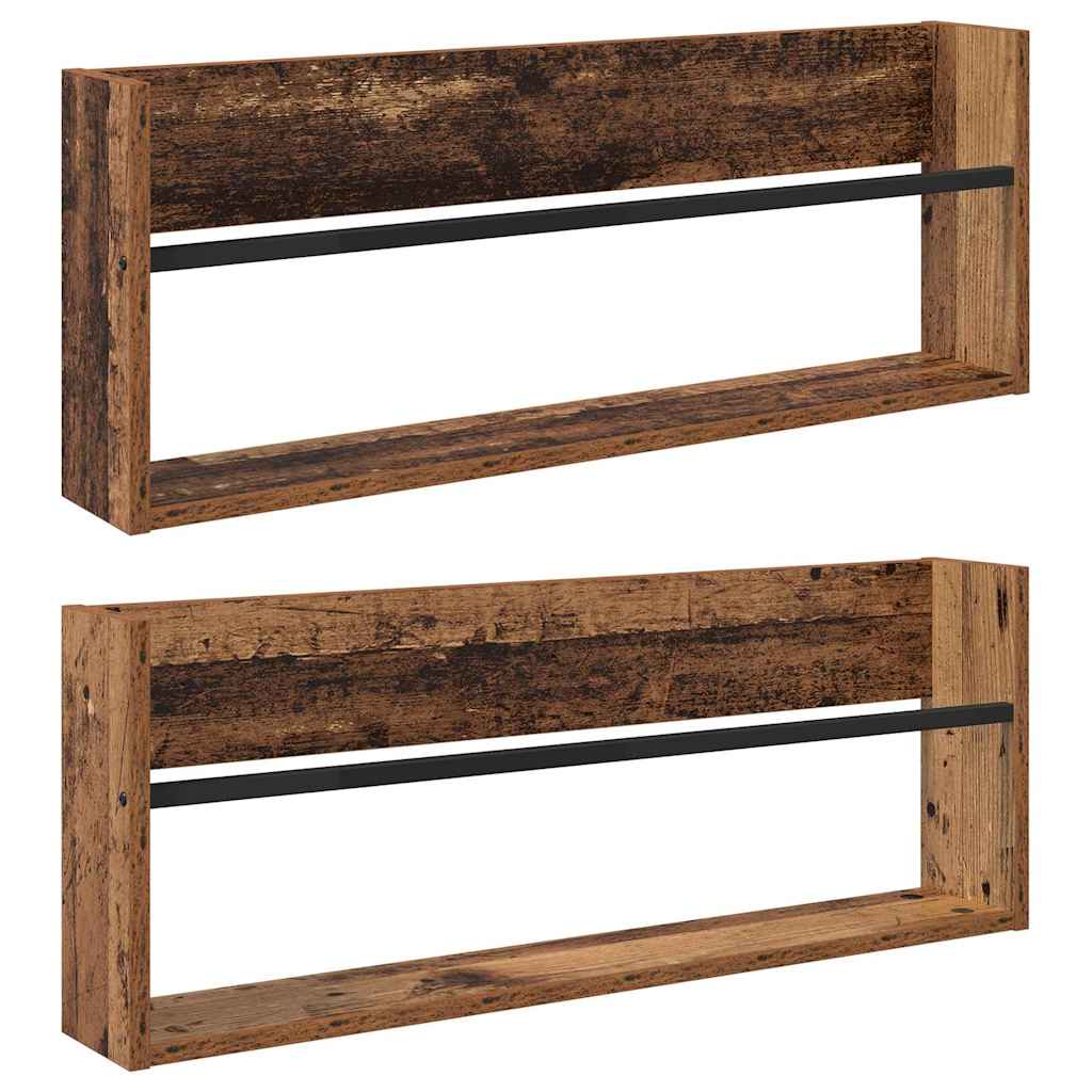 Vidaxl tijdschrift rek 2 st oudhout 80 x 12 x 30 cm bewerkt hout