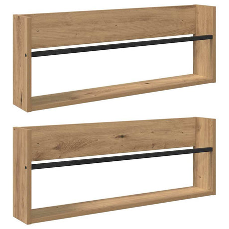 Vidaxl tijdschrift rek 2 st artisan eiken 80 x 12 x 30 cm bewerkt hout