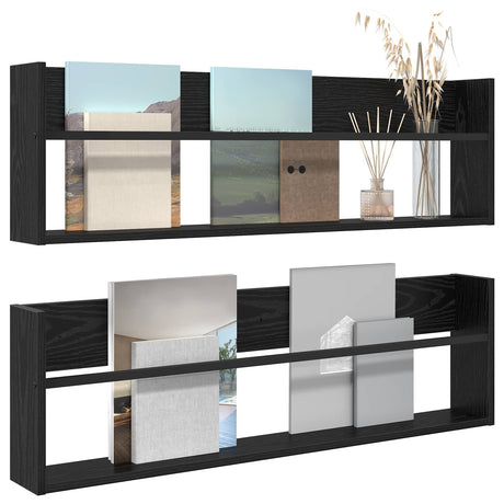 Vidaxl tijdschrift rek 2 st zwart eiken 100 x 12 x 30 cm bewerkt hout