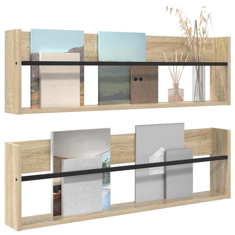 Vidaxl tijdschrift rek 2 st sonoma eiken 100 x 12 x 30 cm bewerkt hout