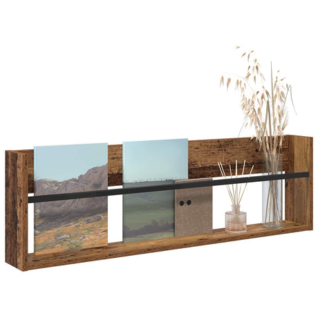 Vidaxl tijdschrift rek met plank oudhout 100 x 12 x 30 cm bewerkt hout