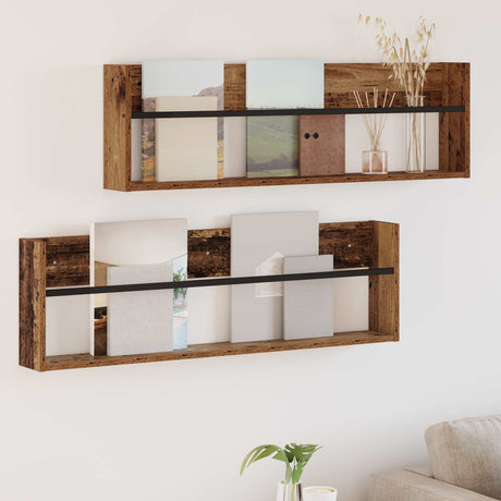 Vidaxl tijdschrift rek 2 st oudhout 100 x 12 x 30 cm bewerkt hout