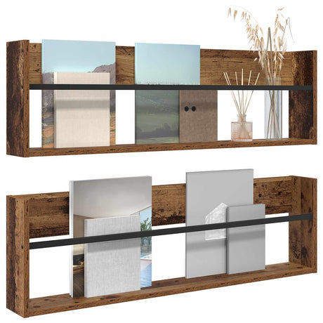 Vidaxl tijdschrift rek 2 st oudhout 100 x 12 x 30 cm bewerkt hout