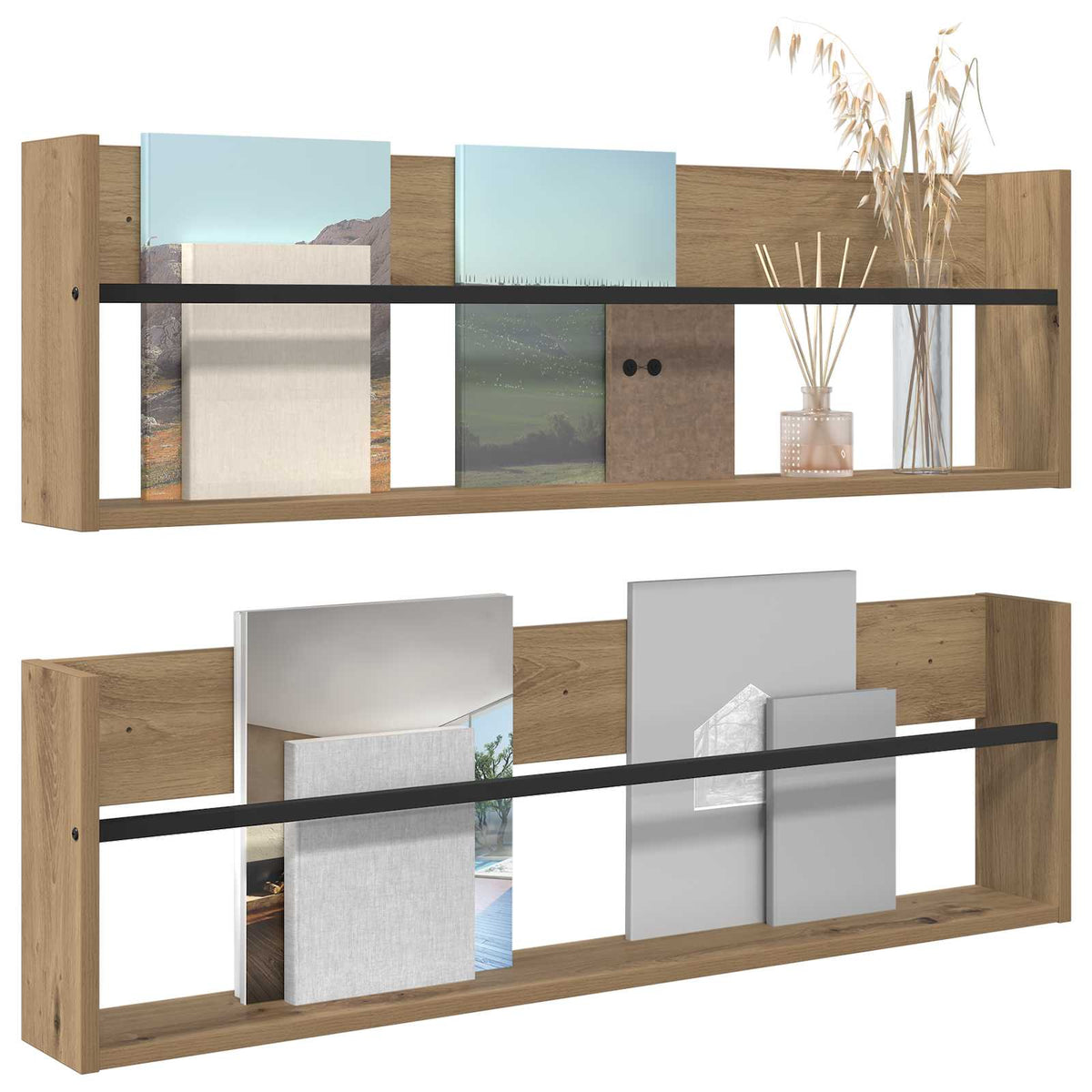 Vidaxl tijdschrift rek met plank 2 st artisan eiken 100 x 12 x 30 cm