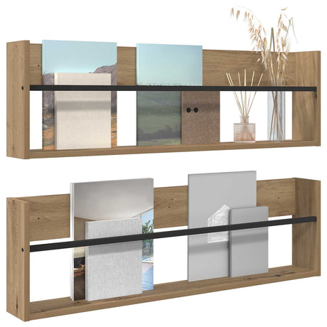 Vidaxl tijdschrift rek met plank 2 st artisan eiken 100 x 12 x 30 cm