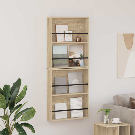Vidaxl tijdschrift rek 2 st sonoma eiken 60 x 12 x 70 cm bewerkt hout