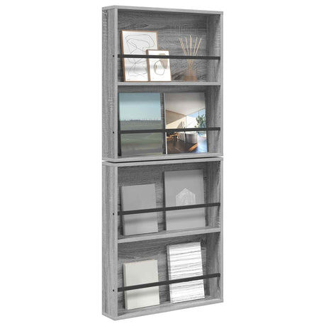 Vidaxl tijdschrift rek 2 st grijs sonoma 60 x 12 x 70 cm bewerkt hout