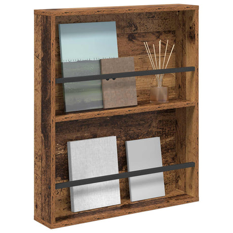 Vidaxl tijdschrift rek met plank oudhout 60 x 12 x 70 cm bewerkt hout