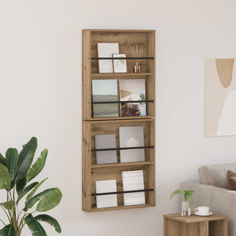 Vidaxl tijdschrift rek 2 st artisan eiken 60 x 12 x 70 cm bewerkt hout