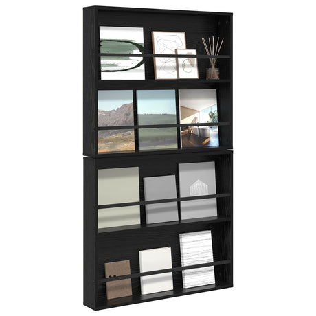 Vidaxl tijdschrift rek 2 st zwart eiken 80 x 12 x 70 cm bewerkt hout