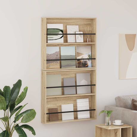 Vidaxl tijdschrift rek 2 st sonoma eiken 80 x 12 x 70 cm bewerkt hout