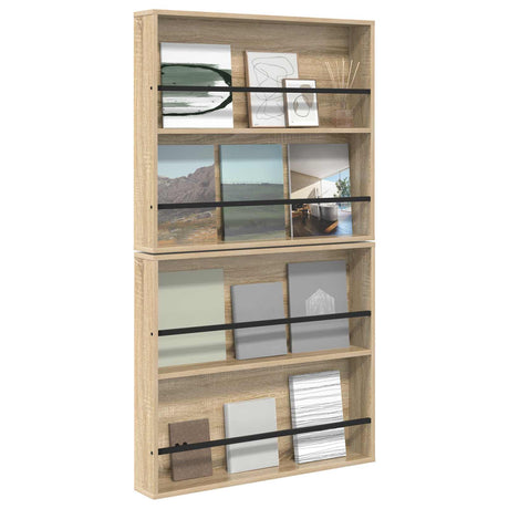 Vidaxl tijdschrift rek 2 st sonoma eiken 80 x 12 x 70 cm bewerkt hout