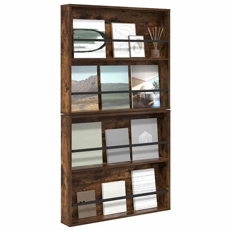 Vidaxl tijdschrift rek 2 st gerookt eiken 80 x 12 x 70 cm bewerkt hout