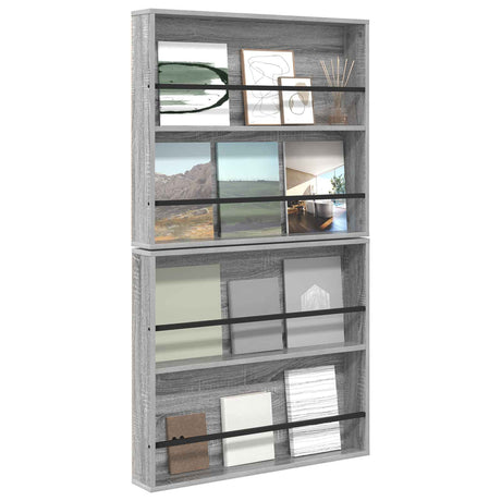 Vidaxl tijdschrift rek 2 st grijs sonoma 80 x 12 x 70 cm bewerkt hout