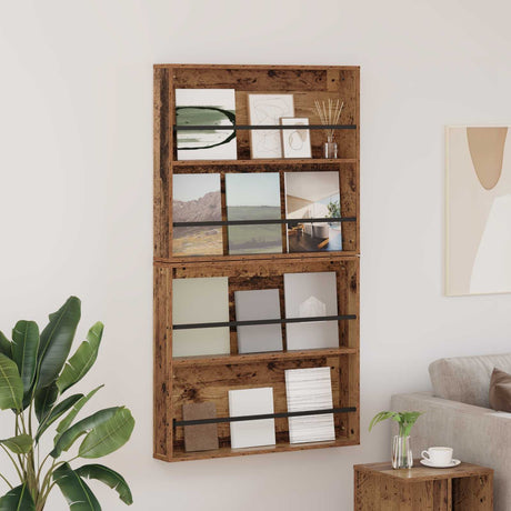 Vidaxl tijdschrift rek 2 st oudhout 80 x 12 x 70 cm bewerkt hout
