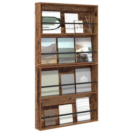 Vidaxl tijdschrift rek 2 st oudhout 80 x 12 x 70 cm bewerkt hout
