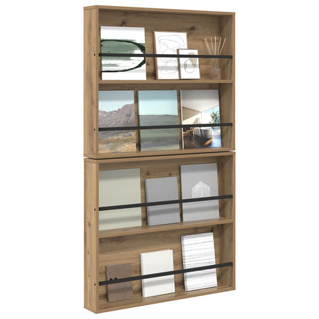 Vidaxl tijdschrift rek 2 st artisan eiken 80 x 12 x 70 cm bewerkt hout