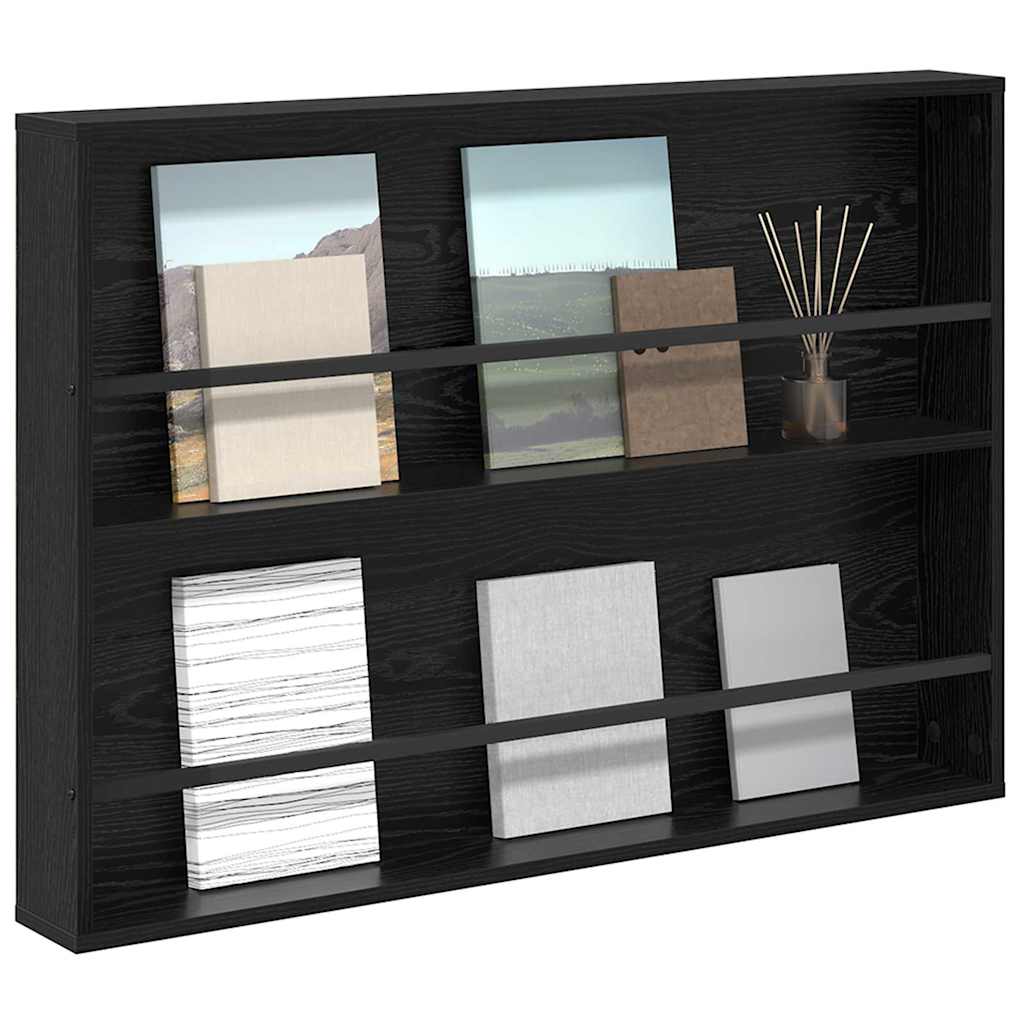 Vidaxl tijdschrift rek zwart eiken 100 x 12 x 70 cm bewerkt hout