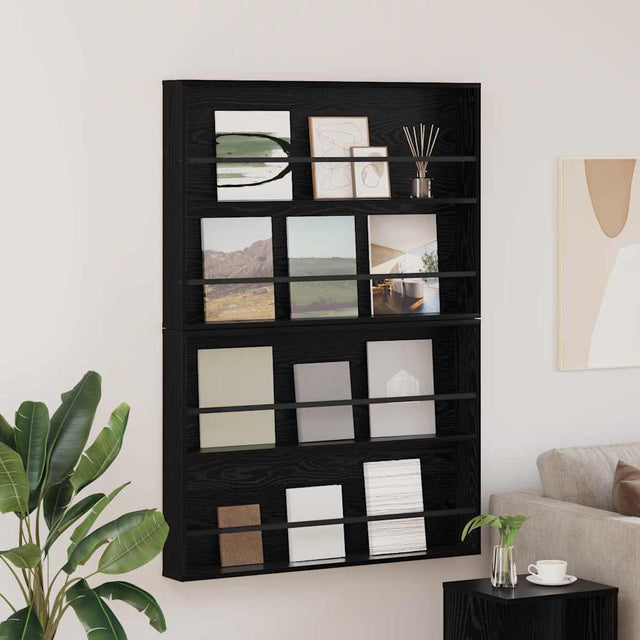 Vidaxl tijdschrift rek 2 st zwart eiken 100 x 12 x 70 cm bewerkt hout