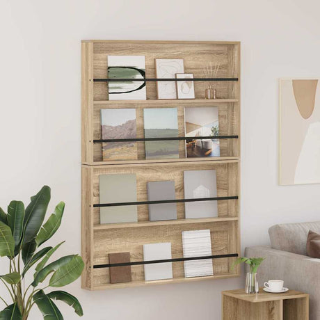 Vidaxl tijdschrift rek 2 st sonoma eiken 100 x 12 x 70 cm bewerkt hout