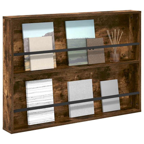 Vidaxl tijdschrift rek gerookt eiken 100 x 12 x 70 cm bewerkt hout