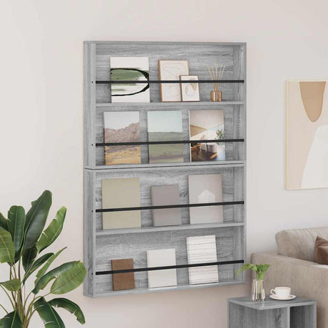 Vidaxl tijdschrift rek 2 st grijs sonoma 100 x 12 x 70 cm bewerkt hout