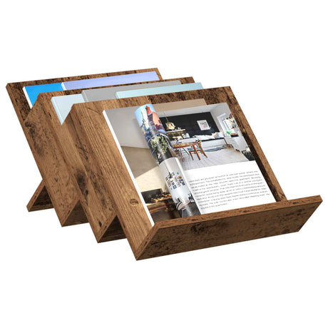 Vidaxl tijdschrift rek oudhout 53 x 40 x 28,5 cm bewerkt hout