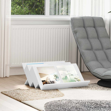 Vidaxl tijdschrift rek met plank wit 65 x 53 x 28,5 cm bewerkt hout
