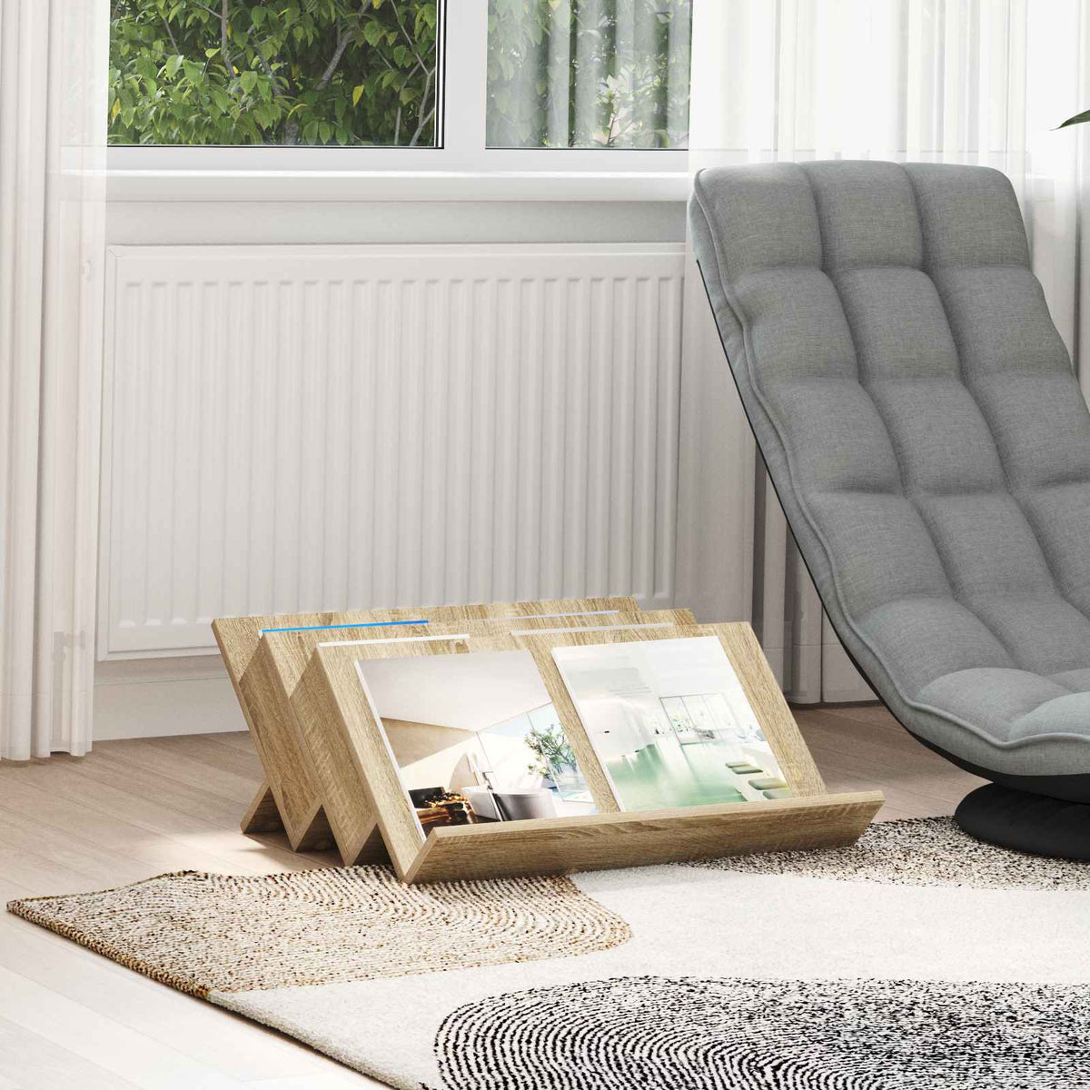 Vidaxl tijdschrift rek sonoma eiken 65 x 53 x 28,5 cm bewerkt hout