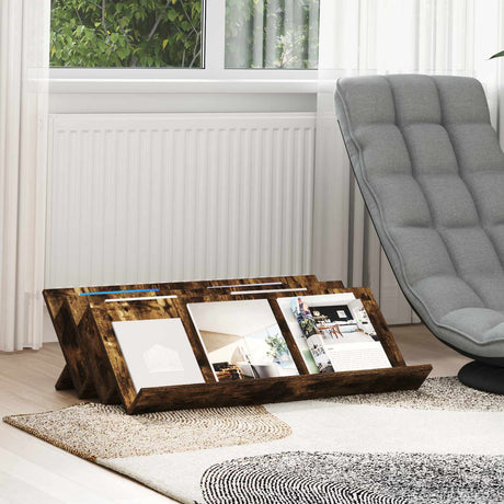 Vidaxl tijdschrift rek gerookt eiken 90 x 53 x 28,5 cm bewerkt hout