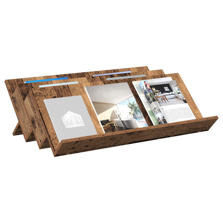 Vidaxl tijdschrift rek oudhout 90 x 53 x 28,5 cm bewerkt hout