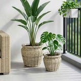 Vidaxl plantenmand met opslag gendt 2 st natuurlijk grijs kubu rattan