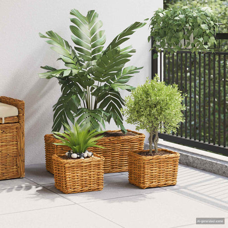 Vidaxl plantenmand met opslag gendt 3 st natuurlijk bruin kubu rattan