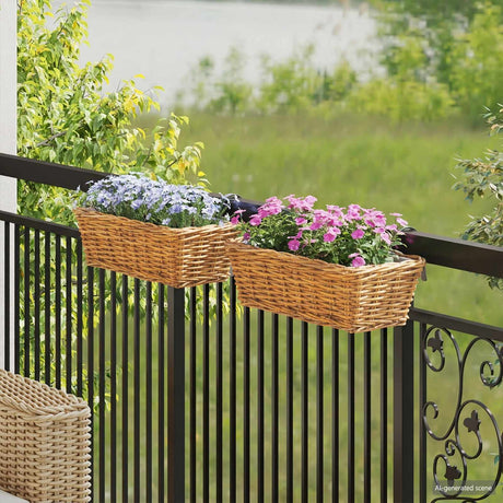 Vidaxl hangende bloempot mand gendt 2 st natuurlijk bruin kubu rattan