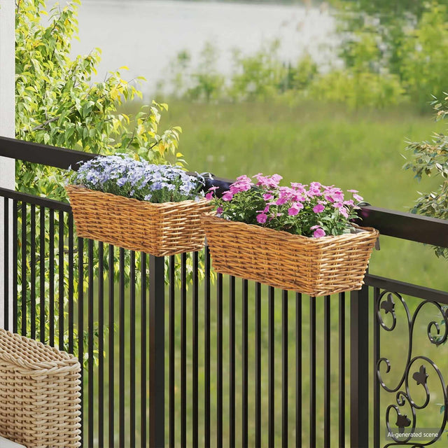 Vidaxl hangende bloempot mand gendt 2 st natuurlijk bruin kubu rattan