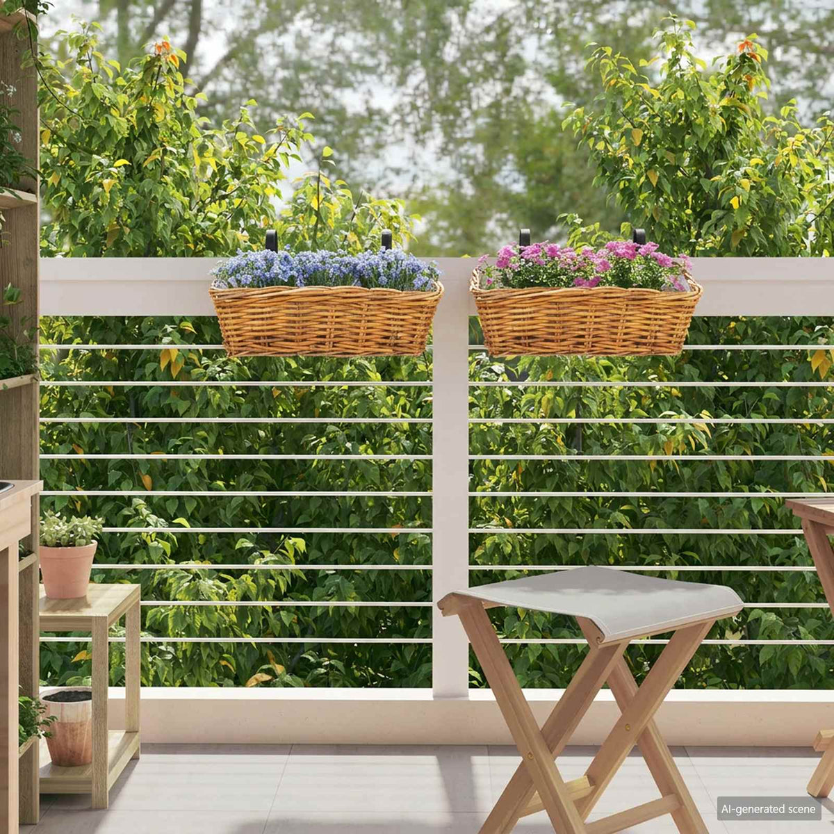 Vidaxl hangende bloempot mand gendt 2 st natuurlijk bruin kubu rattan