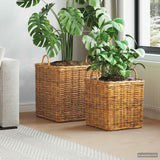 Vidaxl plantenmand met opslag gendt 2 st natuurlijk bruin kubu rattan