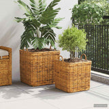 Vidaxl plantenmand met opslag gendt 2 st natuurlijk bruin kubu rattan