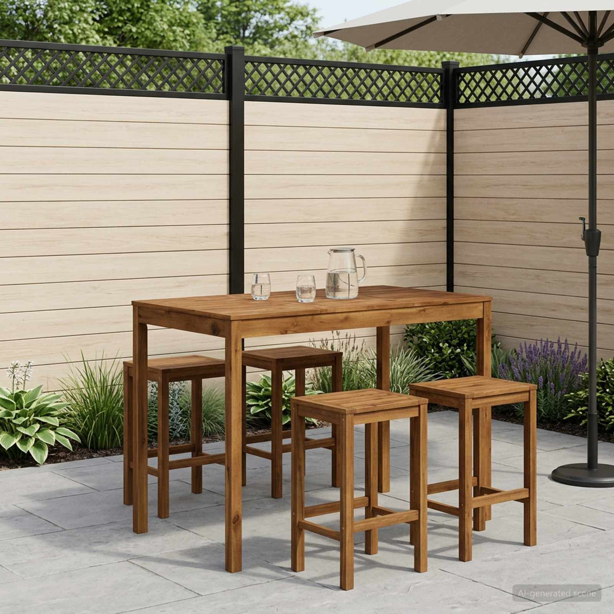 Vidaxl tuinbar tafel naturel 147 x 88,5 x 105 cm massief acaciahout
