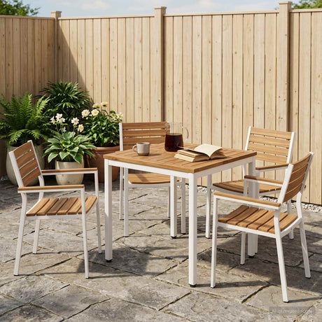 Vidaxl tuindiner tafel natuurlijk en wit 60 x 60,5 x 75 cm