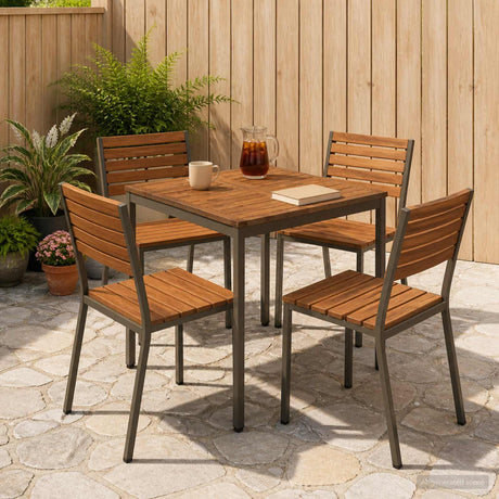 Vidaxl tuindiner tafel natuurlijk en koffie 70 x 68,5 x 75 cm