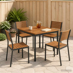 Vidaxl tuindiner tafel naturel en zwart 80 x 80,5 x 75 cm